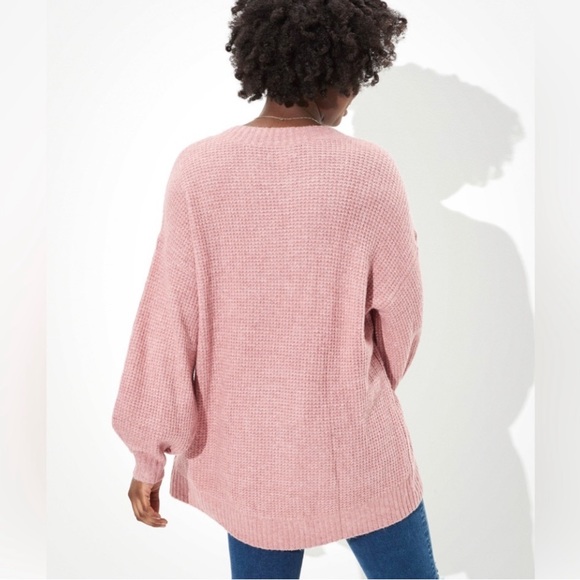 American Eagle Pink Oversized Waffle Knit Sweater ✨ - Picture 2 of 5